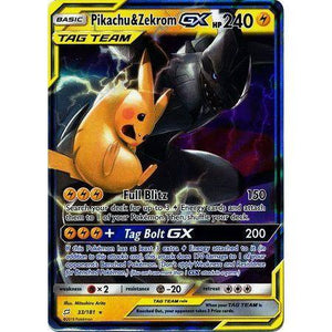 Card Pikachu & Zekrom-GX 162/181 da coleção Team Up