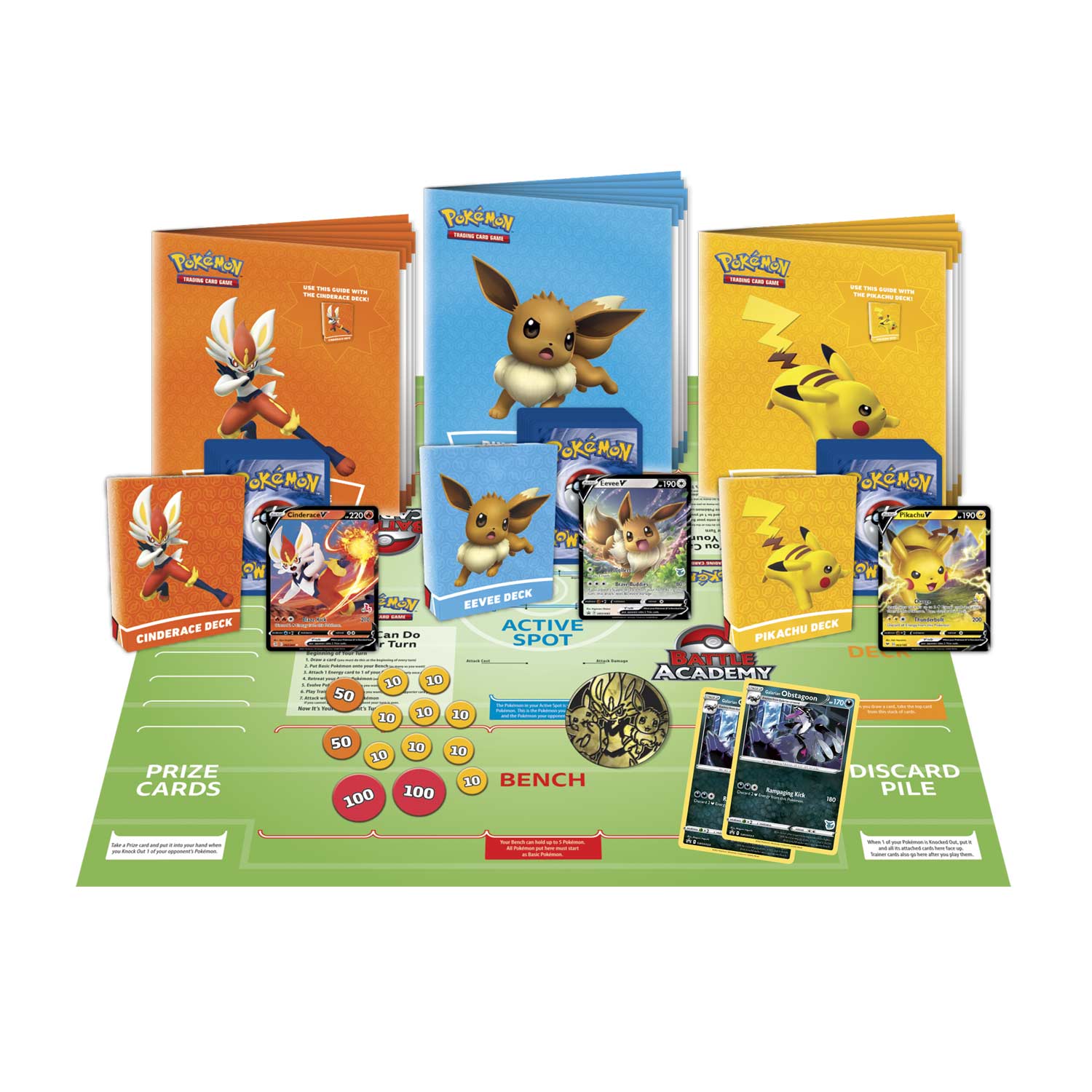 Pokemon TCG: Battle Academy 2022 (Cinderace V, Pikachu V & Eevee V)-The Pokémon Company International-Ace Cards & Collectibles