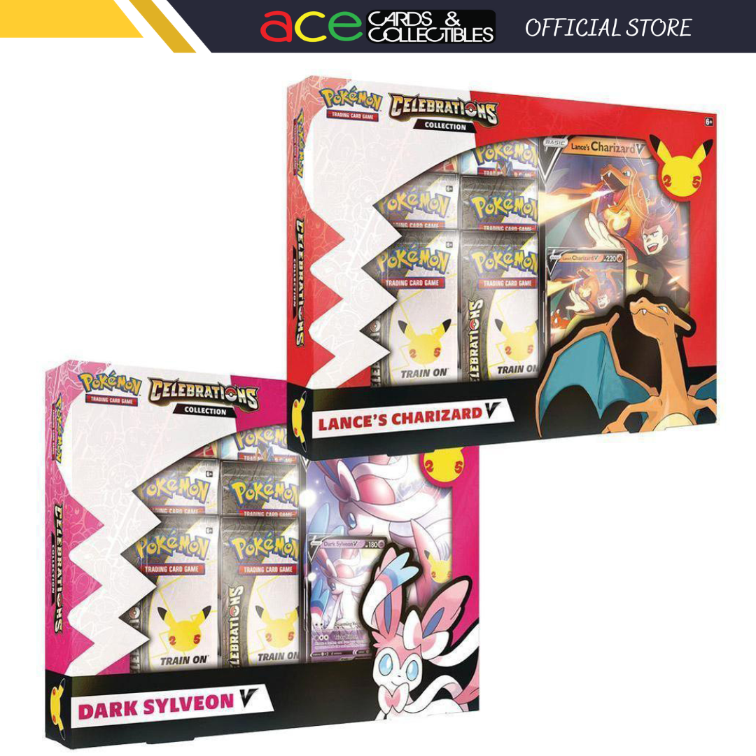 Pokemon TCG: Celebrations Collections—Lance’s Charizard V / Dark Sylveon V-Set of 2 Design-The Pokémon Company International-Ace Cards & Collectibles