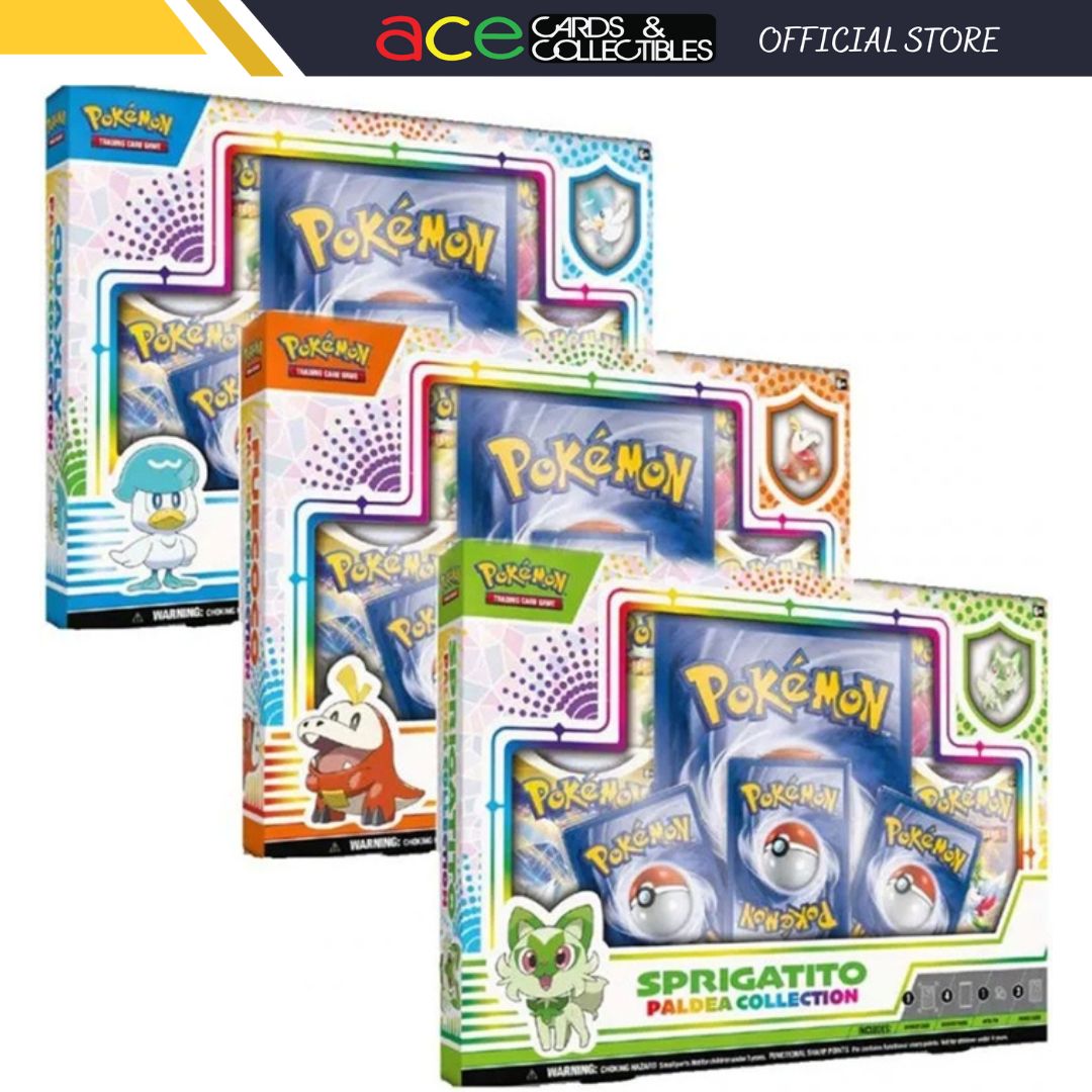 Pokemon TCG January 2023 Preview Box : Paldea Collection - Sprigatito / Fuecoco / Quaxly-Set of 3-The Pokémon Company International-Ace Cards &amp; Collectibles