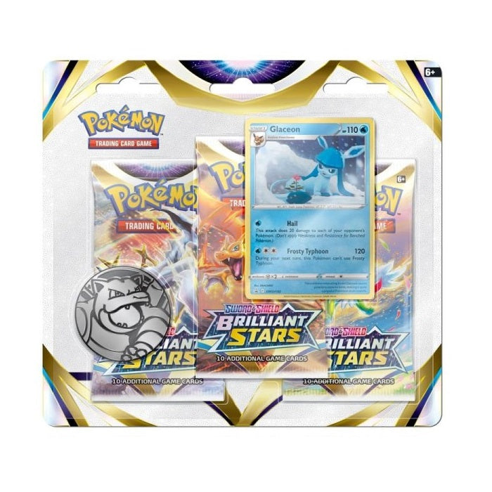 Pokemon TCG: SS09 Brilliant Stars 3 Packs Blister [Leafeon / Glaceon]-Glaceon-The Pokémon Company International-Ace Cards &amp; Collectibles