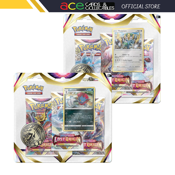 Pokemon TCG: SS11 Lost Origin - 3 Packs Blister-Both Design (Regigigas & Weavile)-The Pokémon Company International-Ace Cards & Collectibles