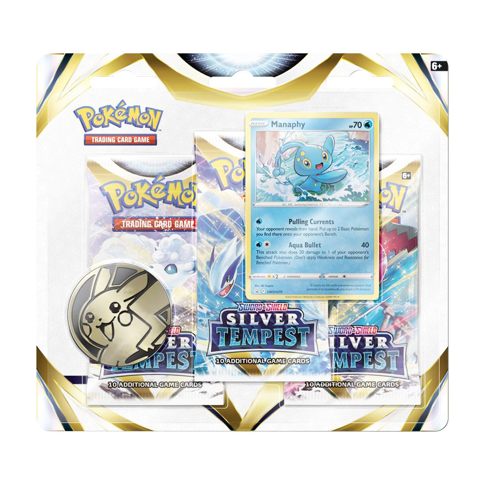 Pokemon TCG: SS12 Silver Tempest - 3 Packs Blister-Manaphy-The Pokémon Company International-Ace Cards &amp; Collectibles