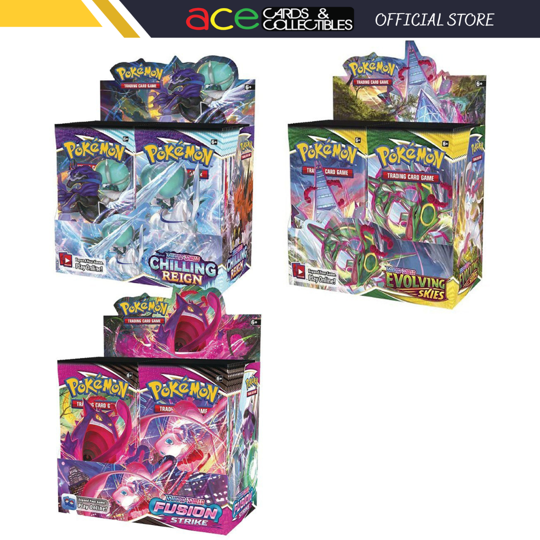 Pokemon TCG: Sword &amp; Shield - Booster Box - [ SS06 Chilling Reign / SS07 Evolving Skies / SS08 Fusion Strike ]-Chilling Reign Box-The Pokémon Company International-Ace Cards &amp; Collectibles