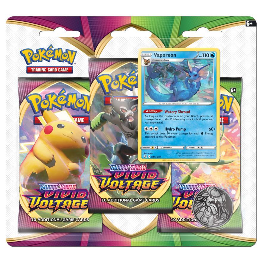 Pokémon TCG: Sword &amp; Shield SS04 Vivid Voltage Triple Pack Blister-Vaporeon-The Pokémon Company International-Ace Cards &amp; Collectibles