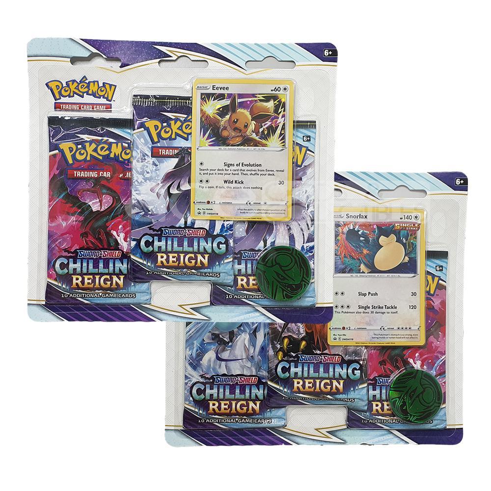 Pokemon TCG: Sword &amp; Shield SS06 Chilling Reign 3 Packs Blister-Both Design (Eevee &amp; Snorlax)-The Pokémon Company International-Ace Cards &amp; Collectibles