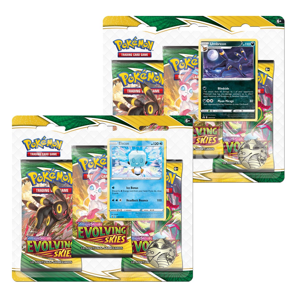 Pokemon TCG: Sword &amp; Shield SS07 Evolving Skies 3 Packs Blister [Eiscue / Umbreon]-Both Design (Eiscue &amp; Umbreon)-The Pokémon Company International-Ace Cards &amp; Collectibles