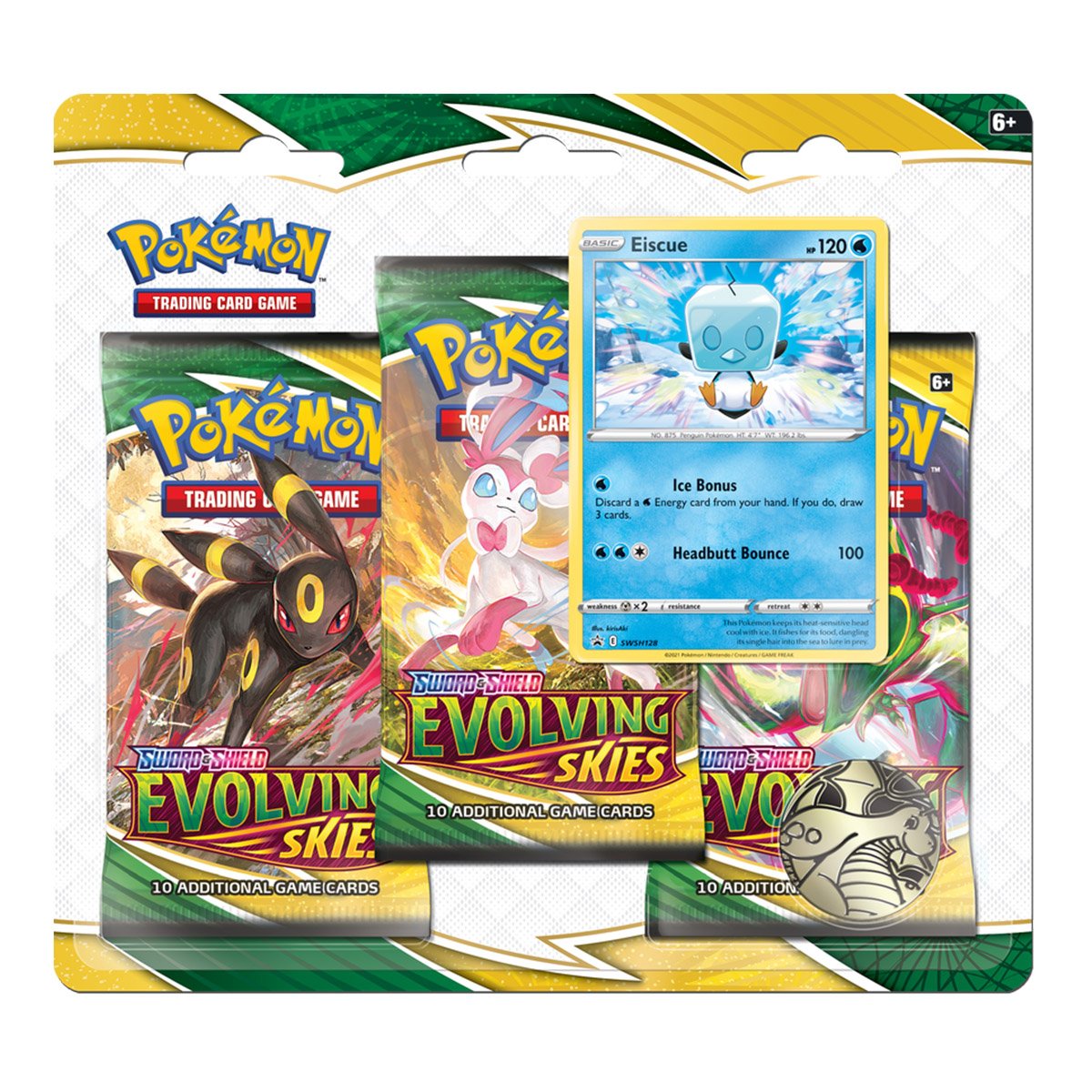 Pokemon TCG: Sword &amp; Shield SS07 Evolving Skies 3 Packs Blister [Eiscue / Umbreon]-Eiscue-The Pokémon Company International-Ace Cards &amp; Collectibles