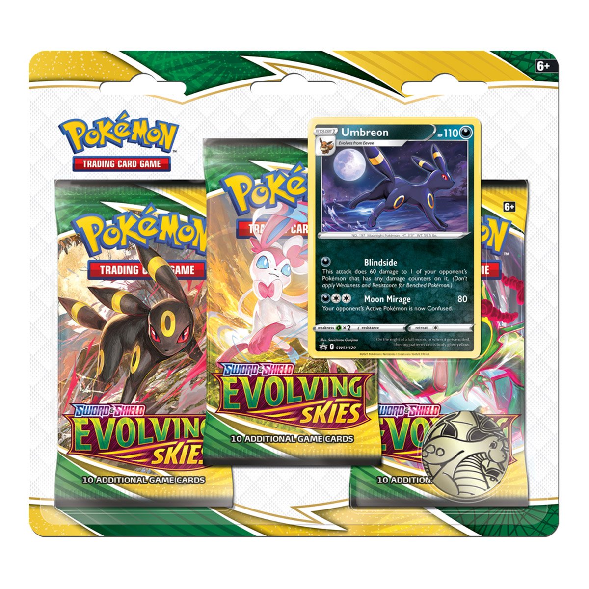 Pokemon TCG: Sword &amp; Shield SS07 Evolving Skies 3 Packs Blister [Eiscue / Umbreon]-Umbreon-The Pokémon Company International-Ace Cards &amp; Collectibles