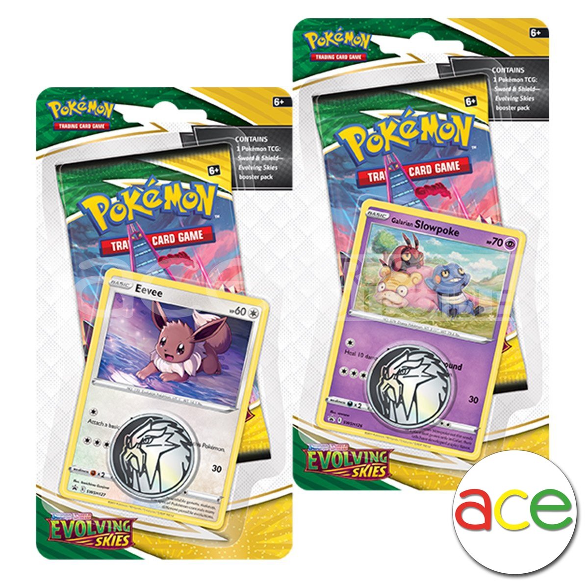 Pokémon TCG: Sword &amp; Shield SS07 Evolving Skies Single Pack Blister - [ Eevee / Galarian Slowpoke ]-Both Design (Eevee &amp; Galarian Slowpoke)-The Pokémon Company International-Ace Cards &amp; Collectibles