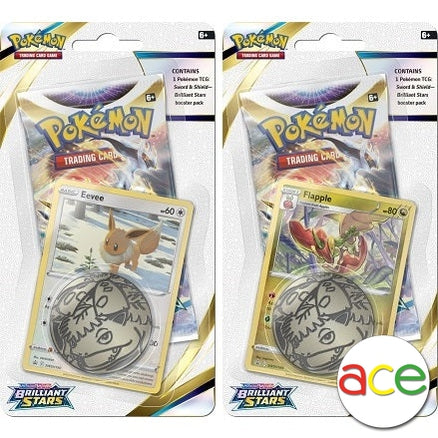 Pokémon TCG: Sword &amp; Shield SS09 Brilliant Stars Single Pack Blister - [ Eevee / Flapple ]-Both Design (Eevee &amp; Flapple)-The Pokémon Company International-Ace Cards &amp; Collectibles