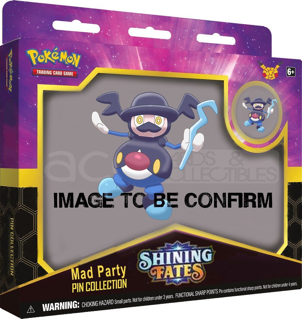 Pokemon TCG: Sword Shield SWSH 4.5 Shining Fates: Mad Party Pin Collection-Complete All 4Design-The Pokémon Company International-Ace Cards &amp; Collectibles