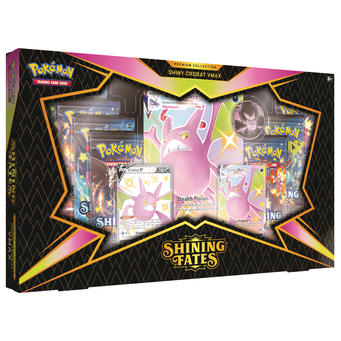 Pokemon TCG: Sword Shield SWSH 4.5 Shining Fates Premium Box —Shiny Crobat VMAX / Shiny Dragapult VMAX-Shiny Crobat VMAX-The Pokémon Company International-Ace Cards &amp; Collectibles