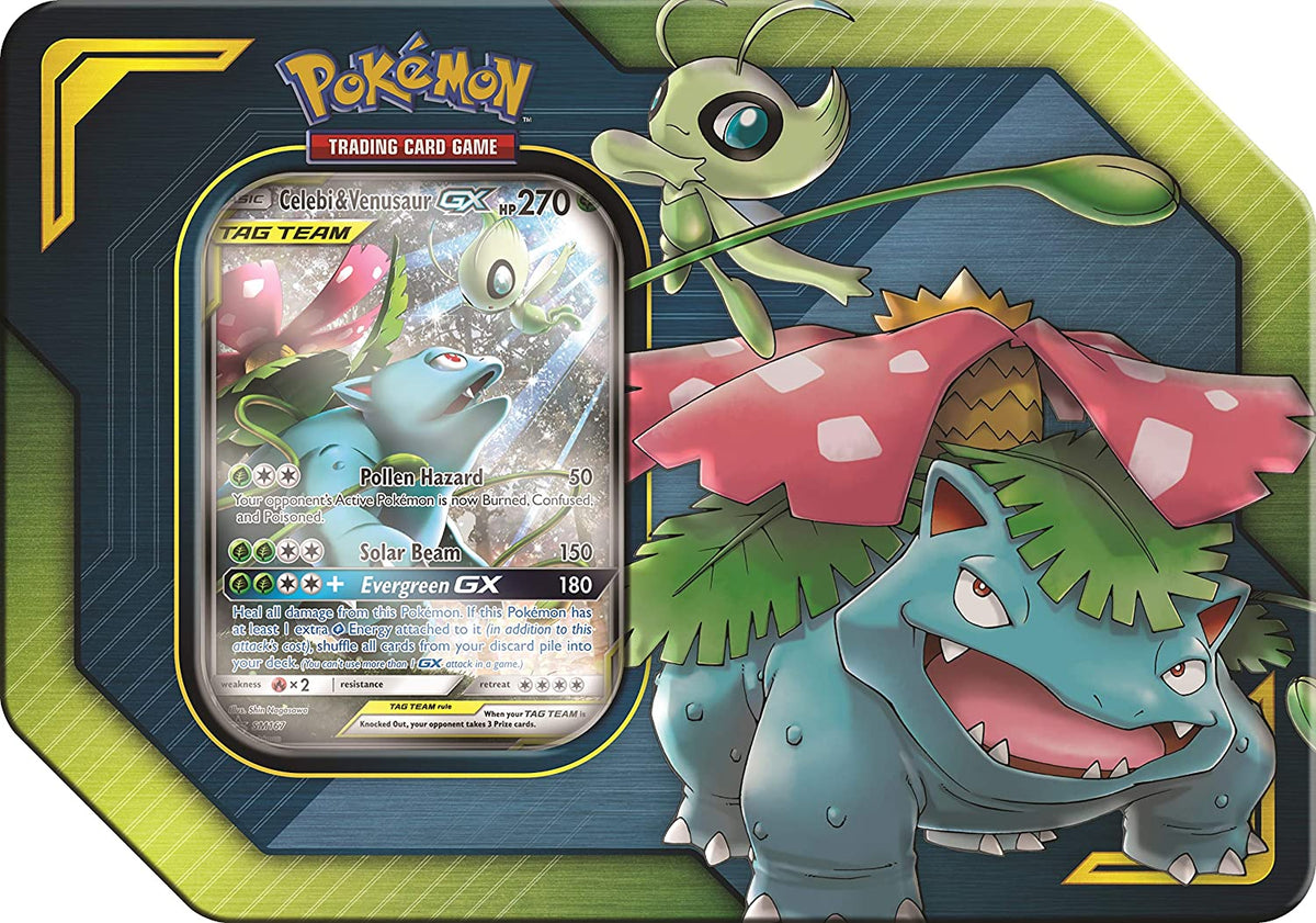 Pokemon TCG: TAG TEAM Tins-Celebi & Venusaur-GX-The Pokémon Company International-Ace Cards & Collectibles