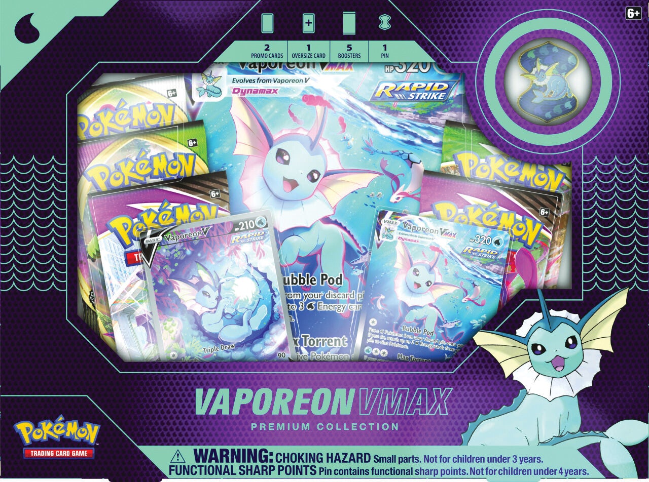 Cartas Pokémon Box Coleção Premium Vaporeon VMAX - Copag