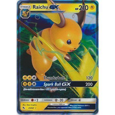 Raichu GX -Single Card-Ultra Rare [20/68]-The Pokémon Company International-Ace Cards &amp; Collectibles