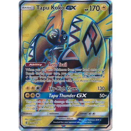 Pokémon TCG Tapu Koko GX Sun & Moon: Guardians Rising 153/145 Holo Secret  Rare