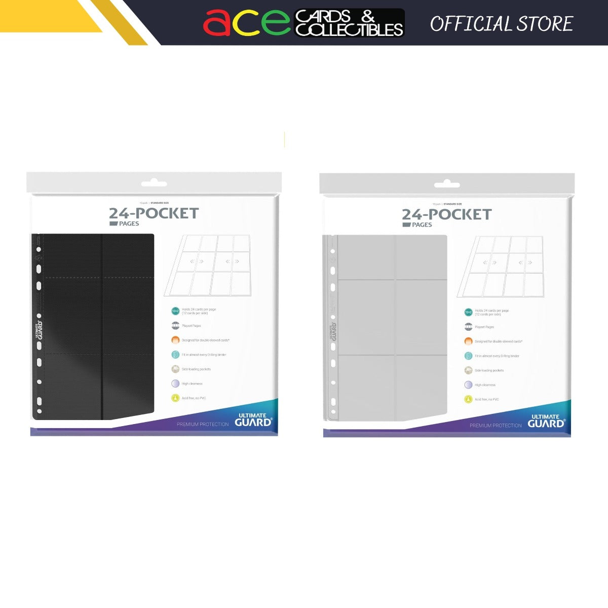 Ultimate Guard 24-Pocket QuadRow Pages Side-Loading (10 pieces)-Black-Ultimate Guard-Ace Cards & Collectibles