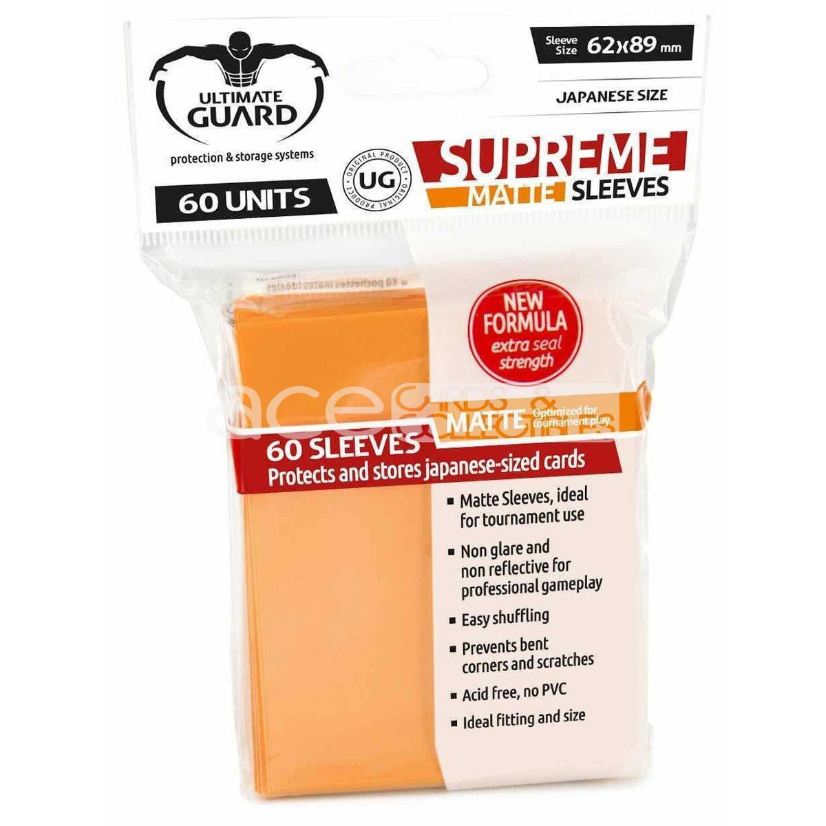 Ultimate Guard Card Sleeve Supreme Matte Japanese Size 60pcs-Orange-Ultimate Guard-Ace Cards &amp; Collectibles