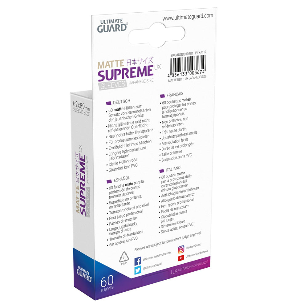 Ultimate Guard Supreme UX Sleeves Japanese Size Matte Red - 60pcs-Ultimate Guard-Ace Cards & Collectibles