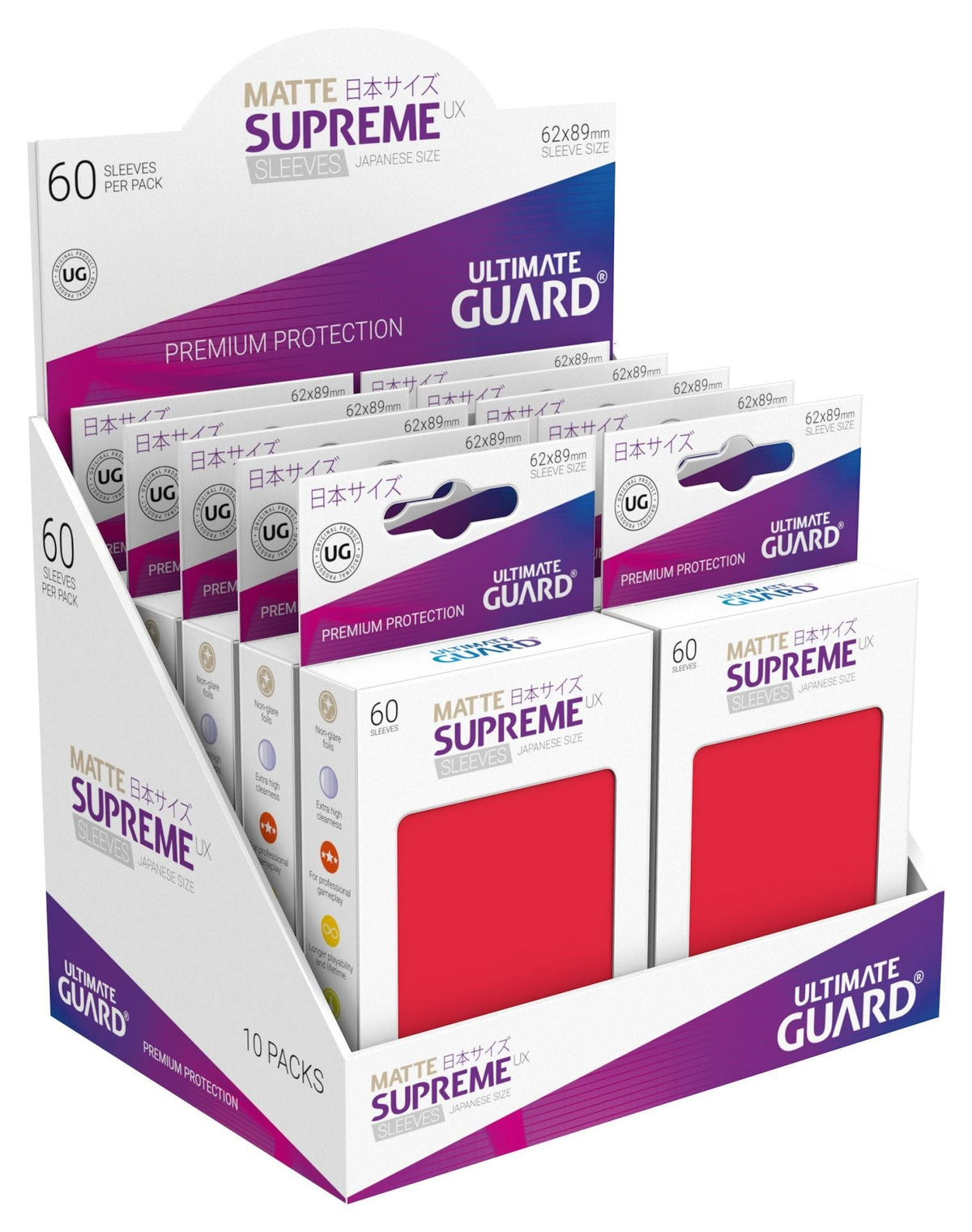Ultimate Guard Supreme UX Sleeves Japanese Size Matte Red - 60pcs-Ultimate Guard-Ace Cards &amp; Collectibles