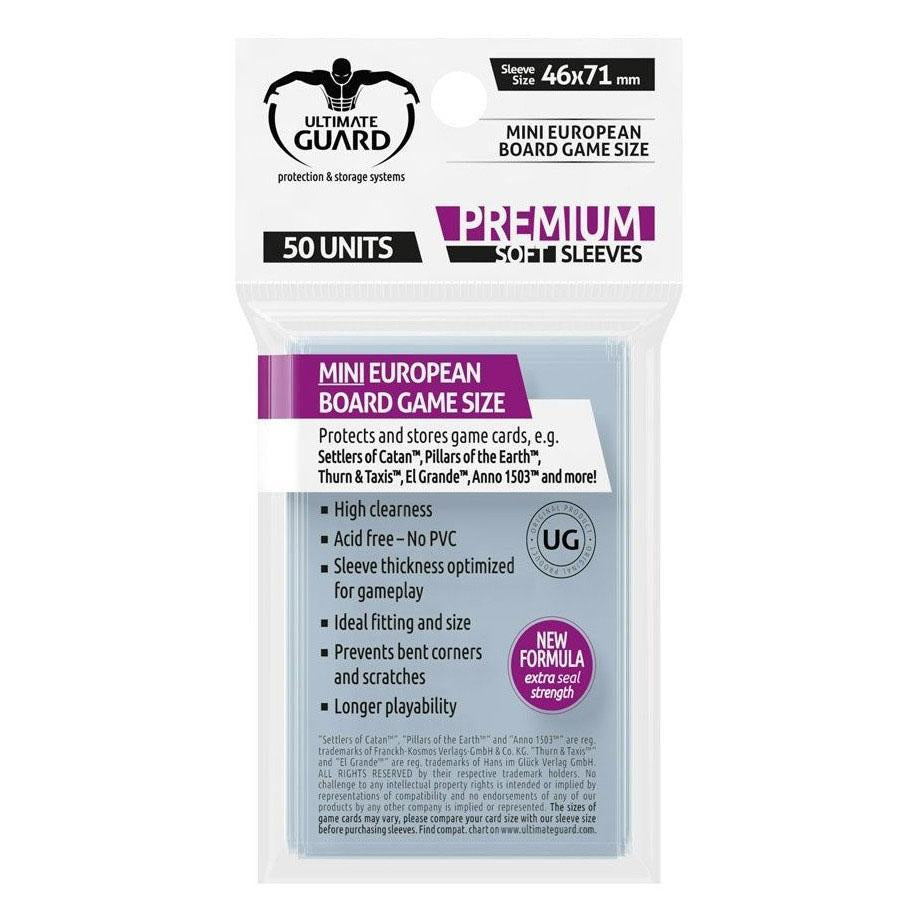 Ultimate Guard Premium Board Game Card Sleeve 50pcs Mini European Size [46mm X 71mm] (Clear)-Ultra PRO-Ace Cards & Collectibles