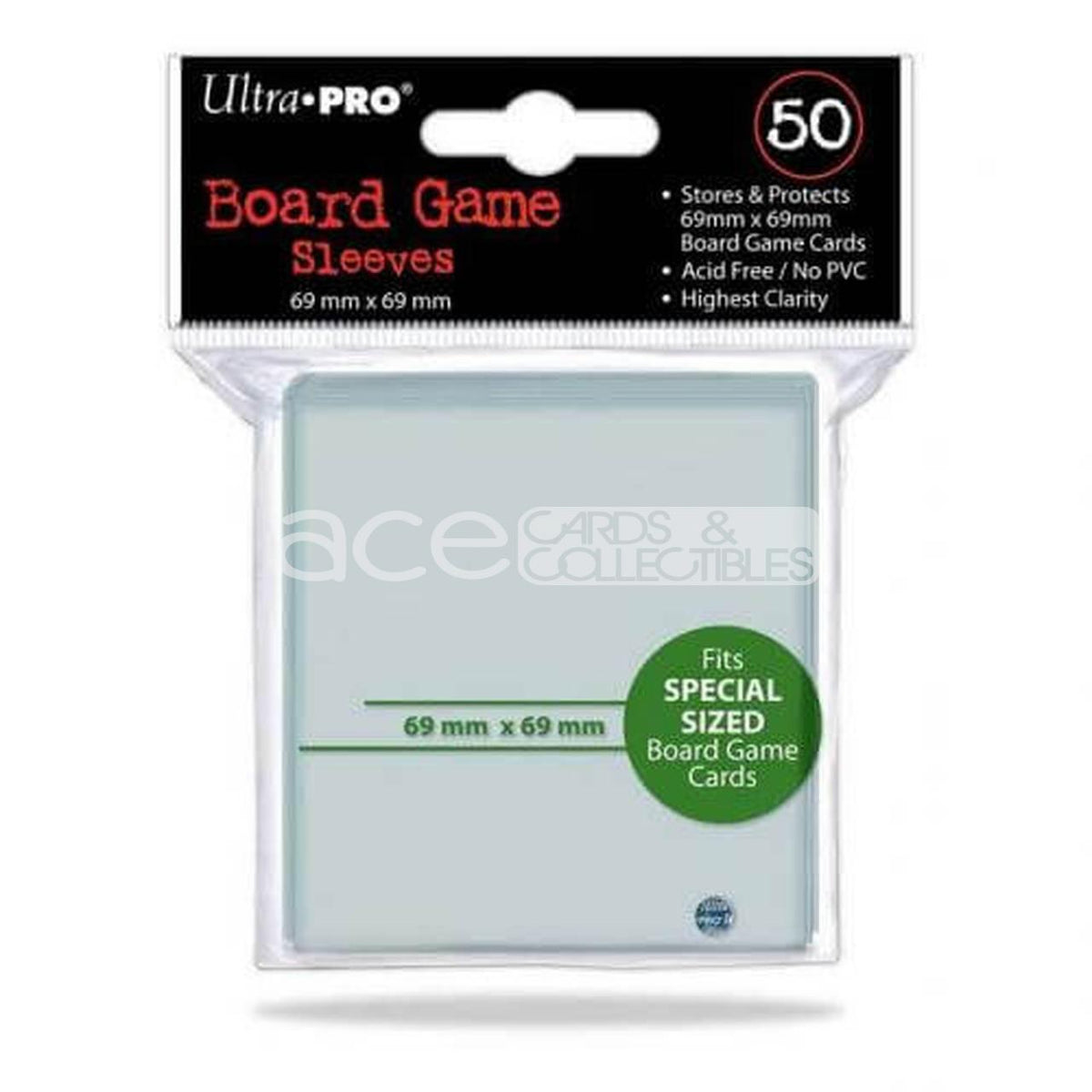 Ultra PRO Board Game Card Sleeve 50ct Fits Special Sized [69mm X 69mm] (Clear)-Ultra PRO-Ace Cards &amp; Collectibles