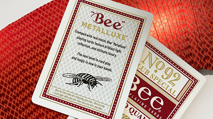 Bee No 92 Club Red Metalluxe Deck Playing Cards-United States Playing Cards Company-Ace Cards &amp; Collectibles