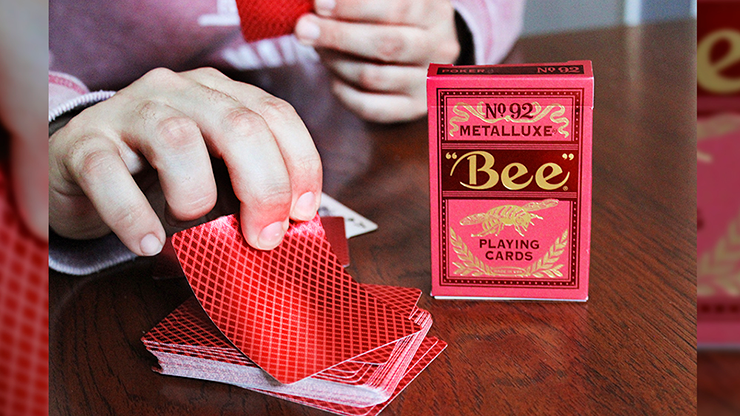Bee No 92 Club Red Metalluxe Deck Playing Cards-United States Playing Cards Company-Ace Cards &amp; Collectibles