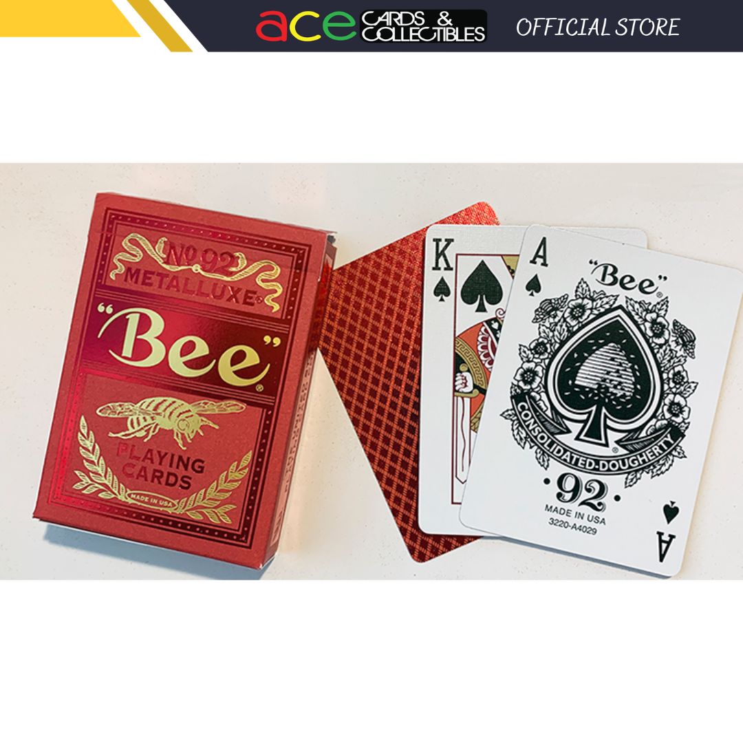 Bee No 92 Club Red Metalluxe Deck Playing Cards-United States Playing Cards Company-Ace Cards & Collectibles