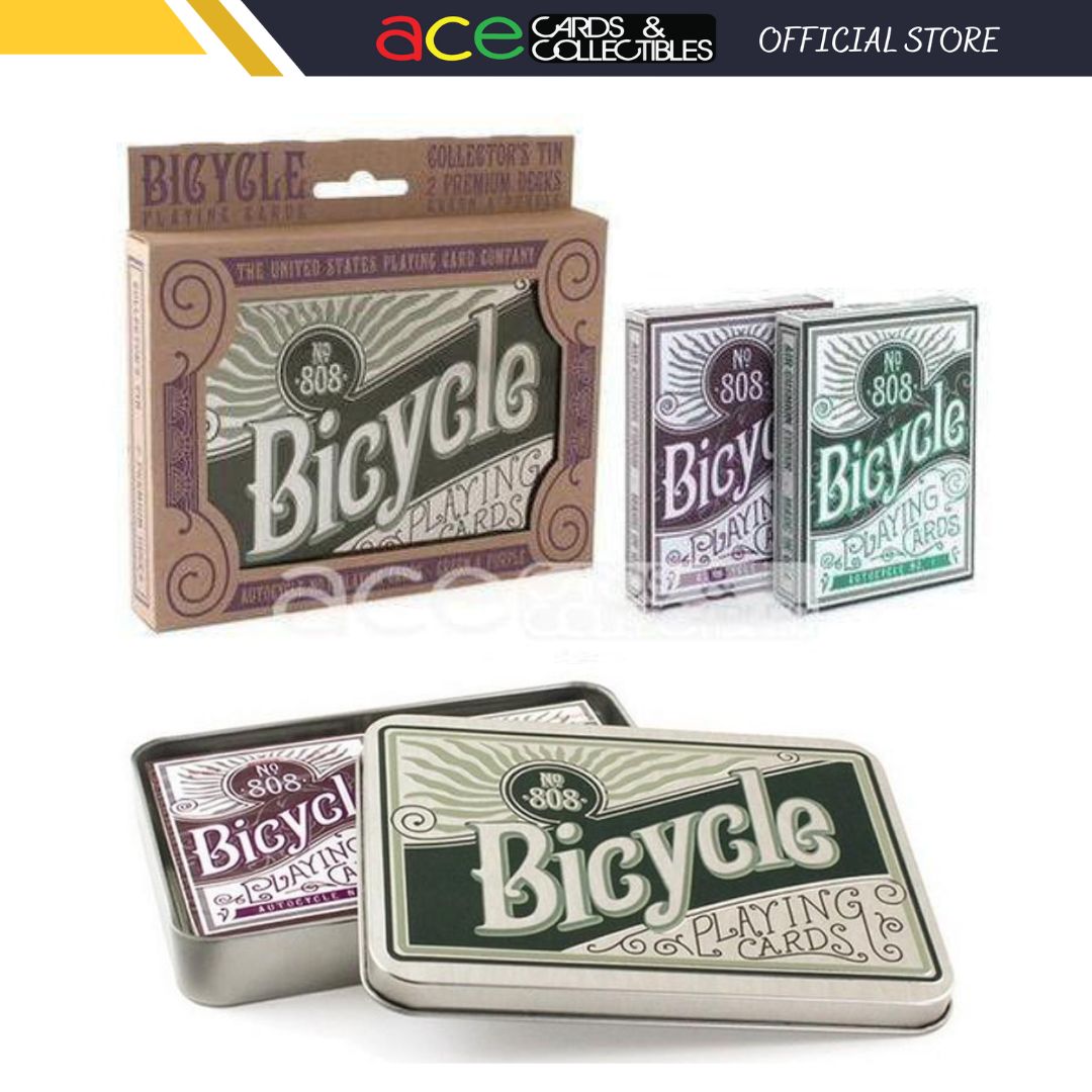 Bicycle Retro Tin Collector Tin 2 Premium Deck (Autocycle Green & Purple) Playing Cards-United States Playing Cards Company-Ace Cards & Collectibles