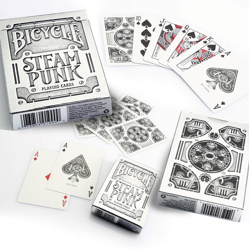 Bicycle Steampunk Playing Cards – 2-Deck Set With Red & Blue Designs, Poker Size, Standard Index