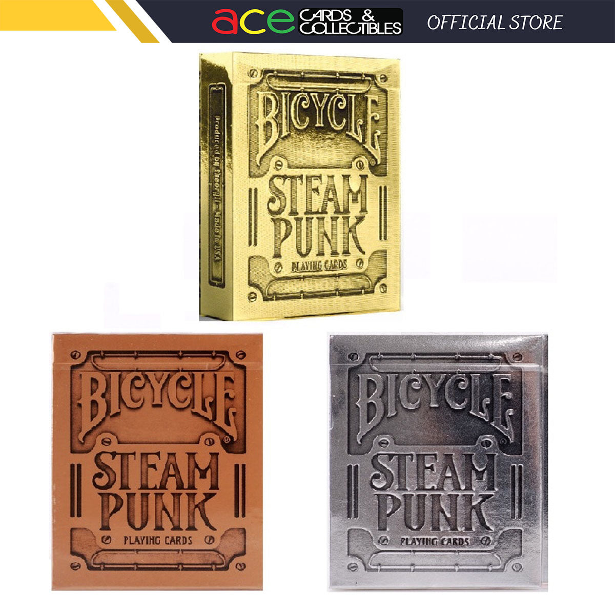 Bicycle Steampunk Playing Cards-Gold-United States Playing Cards Company-Ace Cards &amp; Collectibles