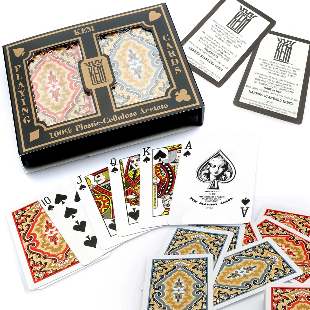 KEM Paisley (Red/Blue) - Narrow Standard Playing Cards-United States Playing Cards Company-Ace Cards &amp; Collectibles