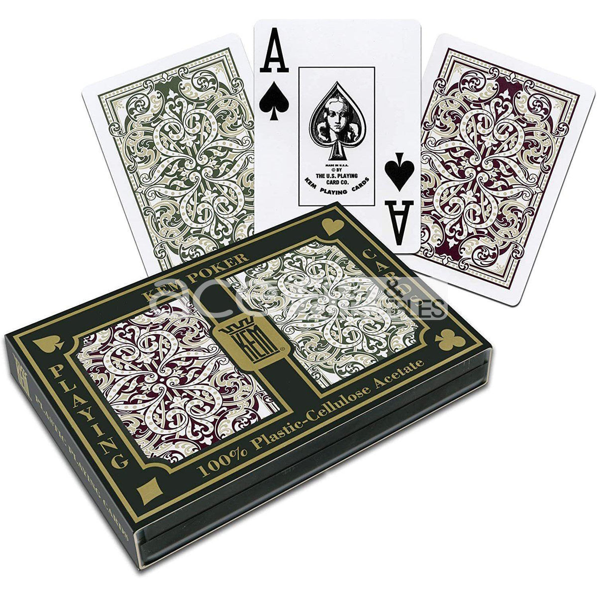 Kem Plastic Standard Index Playing Cards (Pack of 2)-Arrow Black/Gold-United States Playing Cards Company-Ace Cards & Collectibles