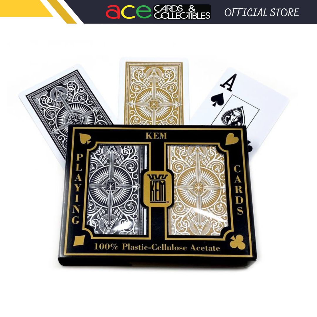 Kem Plastic Standard Index Playing Cards (Pack of 2)-Arrow Black/Gold-United States Playing Cards Company-Ace Cards &amp; Collectibles