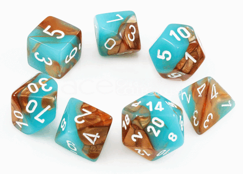 Chessex Lab Dice Gemini Polyhedral 7pcs Dice (Turquoise/Copper) [CHX30019]