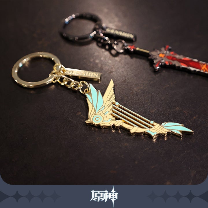 Genshin Impact Epitome Invocation Weapon Metallic Keychain &quot;Skyward Harp&quot;-miHoYo-Ace Cards &amp; Collectibles